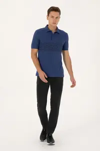 US Polo Assn. Men Regular Fit Polo Shirt Collar Indigo T-Shirt - Image 4