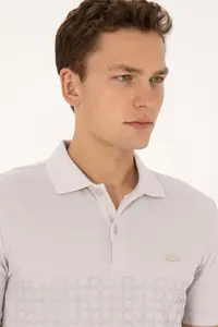 US Polo Assn. Men Regular Fit Polo Shirt Collar Stone T-Shirt - Image 2