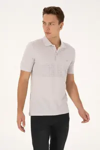 US Polo Assn. Men Regular Fit Polo Shirt Collar Stone T-Shirt - Image 3