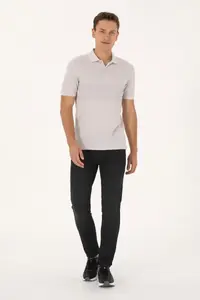 US Polo Assn. Men Regular Fit Polo Shirt Collar Stone T-Shirt - Image 4