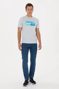 US Polo Assn. Men Regular Fit Crew Neck Light Blue T-Shirt - Image 4