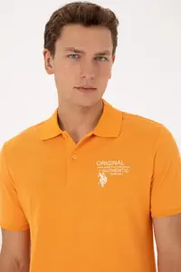 US Polo Assn. Men Regular Fit Polo Shirt Collar Orange T-Shirt - Image 2