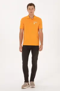 US Polo Assn. Men Regular Fit Polo Shirt Collar Orange T-Shirt - Image 4