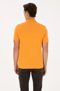 US Polo Assn. Men Regular Fit Polo Shirt Collar Orange T-Shirt - Image 5