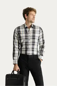 Kiğılı Long Sleeve Regular Fit Plaid Lumberjack Cotton Easy-Iron Shirt