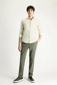 Kiğılı Long Sleeve slim Fit Narrow Kesim Printed Cotton Shirt - Image 2