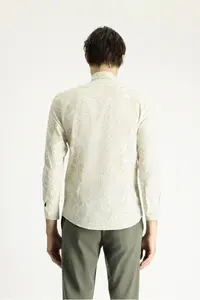 Kiğılı Long Sleeve slim Fit Narrow Kesim Printed Cotton Shirt - Image 5