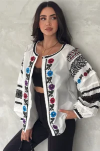 FEMELLE Women White Completely Embroidered Cotton Shirt - Image 5