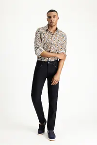 Kiğılı Long Sleeve Oversize Printed Linen Blend Cotton Shirt - Image 2