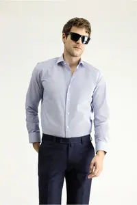 Kiğılı Long Sleeve Slim Fit Slim Fit Non Iron Classic Patterned Cotton Shirt