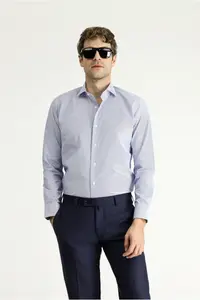 Kiğılı Long Sleeve Slim Fit Slim Fit Non Iron Classic Patterned Cotton Shirt - Image 2