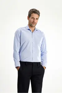 Kiğılı Long Sleeve Slim Fit Slim Fit Non Iron Classic Patterned Cotton Shirt