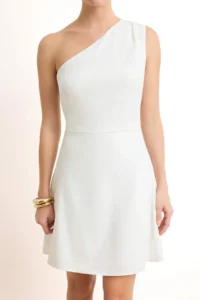 TRENDYOLMİLLA Ecru Lined Single Arm Skirt Opened at Waist Short / Mini Flexible Weaving Dress - Image 3