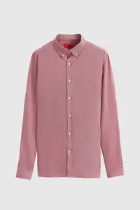 D'S Damat Ds Damat Slim Fit Claret Red Dobby Button Collar Cotton Shirt - Image 5