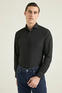 D'S Damat Ds Damat slim Fit Black Nano Resort Shirt