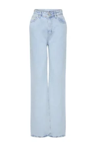 TRENDYOLMİLLA Mavi High Waist Wide Leg Wide Leg 100% Cotton Non-Stretch jeans - Image 5