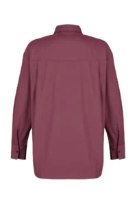 TRENDYOLMİLLA Dark Burgundy Single with pocket Boyfriend/Wide Pattern Cotton Weaving Shirt - Image 9