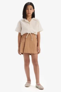 DeFacto Cropped Fit Muslin Short Sleeve Shirt Girl - Image 2