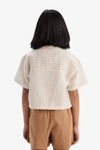 DeFacto Cropped Fit Muslin Short Sleeve Shirt Girl - Image 6