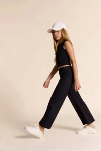 DeFacto E8293 Black Girl's Wide Leg Waffle Wide Leg Trousers - Image 3
