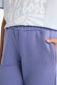 DeFacto Y1226 Purple Girl's Standard Fit Basic Flat Waist Elastic School Jogger Sweatpants - Image 5