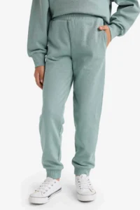 DeFacto Y1226 Green Girl's Standard Fit Basic Flat Waist Elastic School Jogger Sweatpants - Image 5