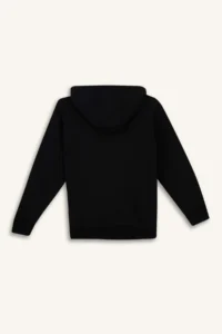 DeFacto X7382 Black Boy's Hooded Basic Plain School Zippered Sweatshirt - Image 8
