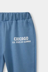 DeFacto E9270 Blue Baby Boy Printed Sweatpants with Elastic Waist - Image 2