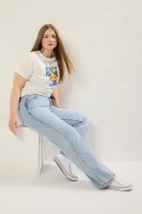 Trendyol Curve Mavi High Waist Wide Leg plus size jeans