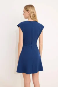 TRENDYOLMiLLA Petrol Blue Blue Blue Arched Skirt Opened at Waist Mini Flexible Weaving Dress - Image 4