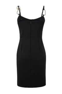 TRENDYOLMİLLA Black Plain Accessory Detailed Weaving Short / Mini Dress - Image 2