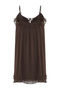 TRENDYOLMİLLA Brown Frilly Mini Weaving Dress - Image 4