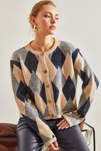 Bianco Lucci Women Baklava Patterned Knitwear Cardigan