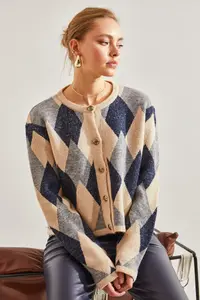 Bianco Lucci Women Baklava Patterned Knitwear Cardigan - Image 6