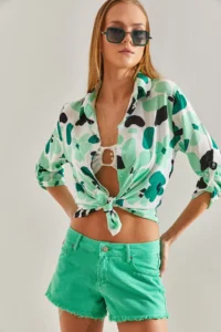 Bianco Lucci Women Kol folded Patterned Viscose Shirt