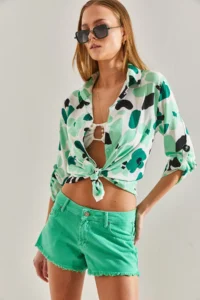 Bianco Lucci Women Kol folded Patterned Viscose Shirt - Image 2