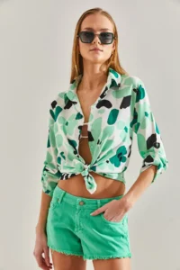 Bianco Lucci Women Kol folded Patterned Viscose Shirt - Image 4