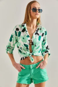 Bianco Lucci Women Kol folded Patterned Viscose Shirt - Image 5