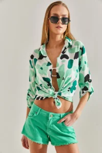 Bianco Lucci Women Kol folded Patterned Viscose Shirt - Image 6