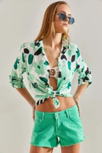 Bianco Lucci Women Kol folded Patterned Viscose Shirt - Image 7