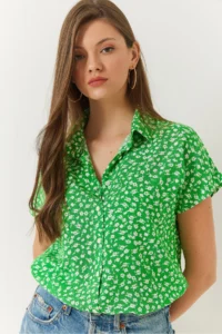 Bianco Lucci Women Patterned Bat Arm Viscose Shirt
