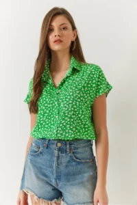 Bianco Lucci Women Patterned Bat Arm Viscose Shirt - Image 2
