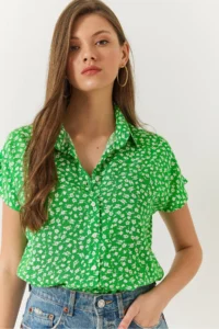 Bianco Lucci Women Patterned Bat Arm Viscose Shirt - Image 3
