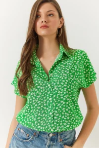 Bianco Lucci Women Patterned Bat Arm Viscose Shirt - Image 4