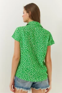 Bianco Lucci Women Patterned Bat Arm Viscose Shirt - Image 6