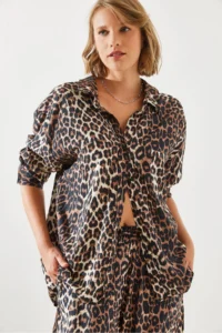 Bianco Lucci Women Tek with pocket Leopard Shirt 4729
