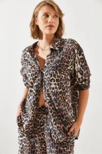 Bianco Lucci Women Tek with pocket Leopard Shirt 4729 - Image 2