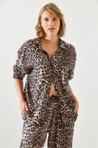 Bianco Lucci Women Tek with pocket Leopard Shirt 4729 - Image 3