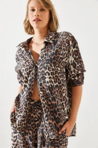 Bianco Lucci Women Tek with pocket Leopard Shirt 4729 - Image 4