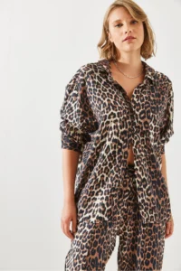 Bianco Lucci Women Tek with pocket Leopard Shirt 4729 - Image 5